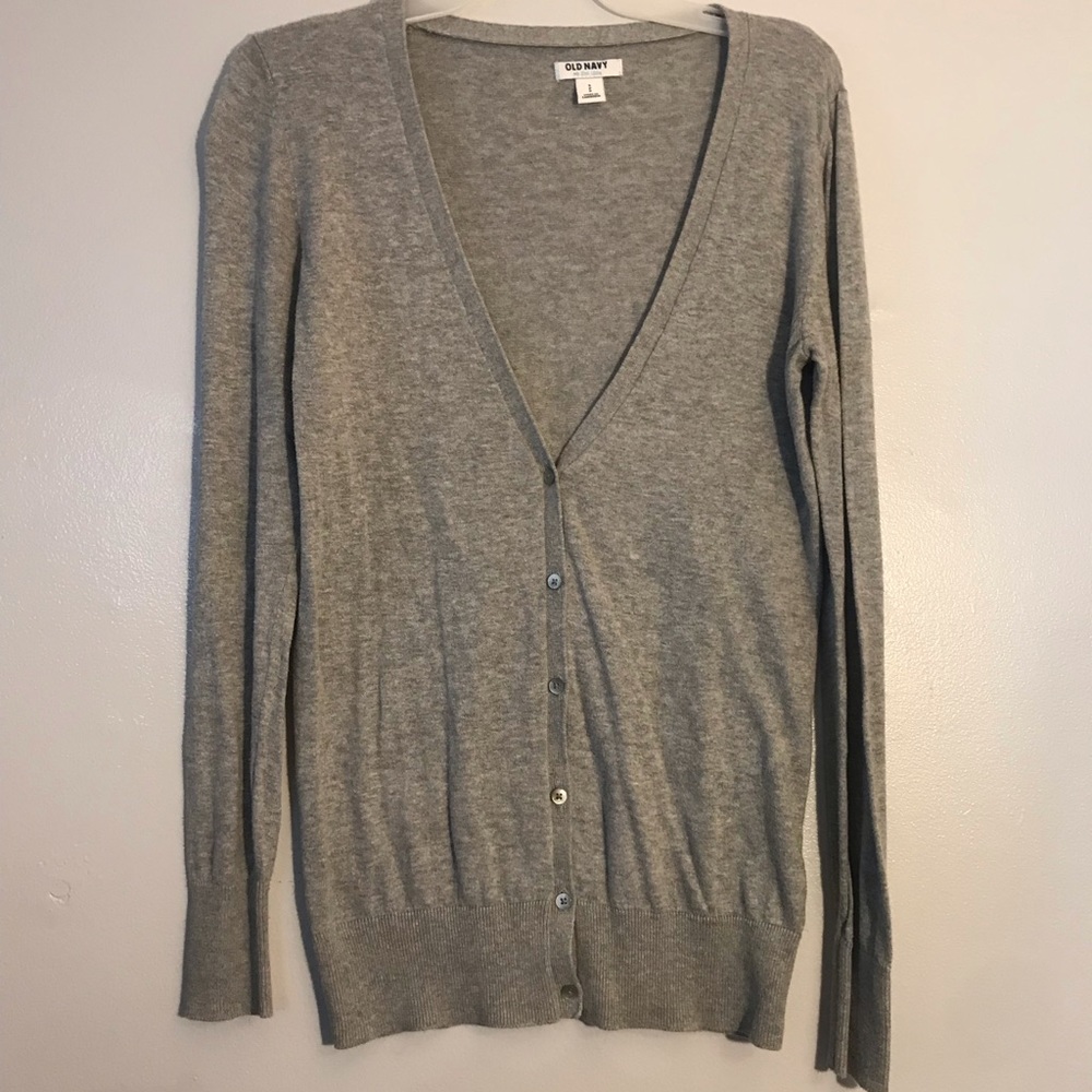 Heather Grey Old Navy S V-neck button-up cardigan